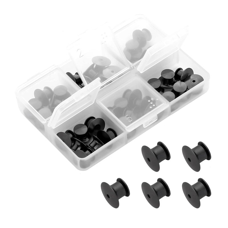 SUBANG 40 Pieces Metal Pin Backs Locking Pin Keepers Locking Clasp with Storage Case - Image 1
